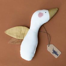 Load image into Gallery viewer, little-organic-cotton-goose-teether-white-with-rosy-cheeks-and-honey-and-sienna-colored-wings