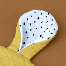 Load image into Gallery viewer, little-organic-cotton-muslin-bunny-lovie-ochre-ear-with-polka-dots