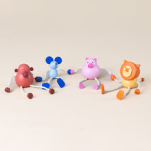 Load image into Gallery viewer, little-palimal-friends-red-monkey-blue-mouse-pink-pig-orange-lion