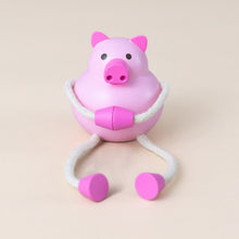 Load image into Gallery viewer, little-palimal-friend-wooden-pink-pig-corded-crossed-arms-and-legs-outstreched-sitting