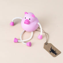 Load image into Gallery viewer, little-palimal-friend-wooden-pink-pig-corded-crossed-leg-and-arms-sitting