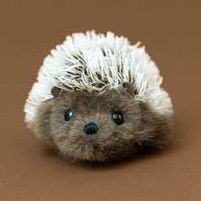 Load image into Gallery viewer, little-stachel-brown-mohair-hedgehog-stuffed-animal-face-with-tiny-black-nose-and-eyes-with-brown-ears
