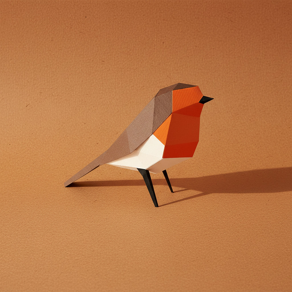Geometric model of a robin on a white background