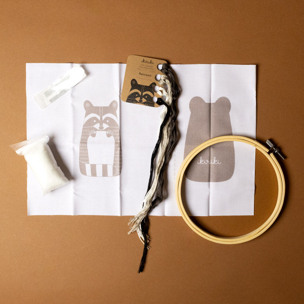 Make Your Own Embroidered Animal Kit | Raccoon