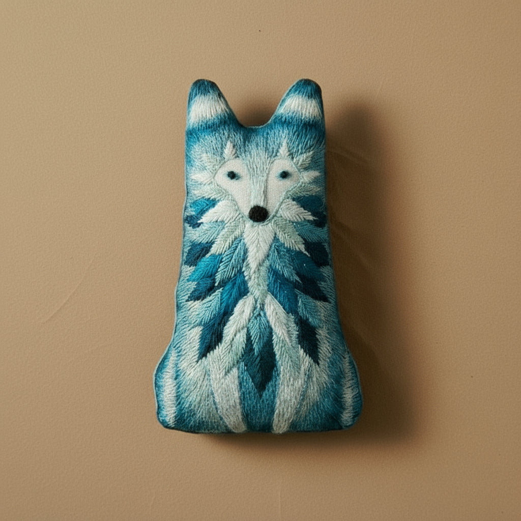 make-your-own-embroidered-animal-kit- wolf on a white background