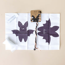 Load image into Gallery viewer, make-your-own-embroidered-animal-kit-bat-stuffing-thread-needle-and-pattern-cloth