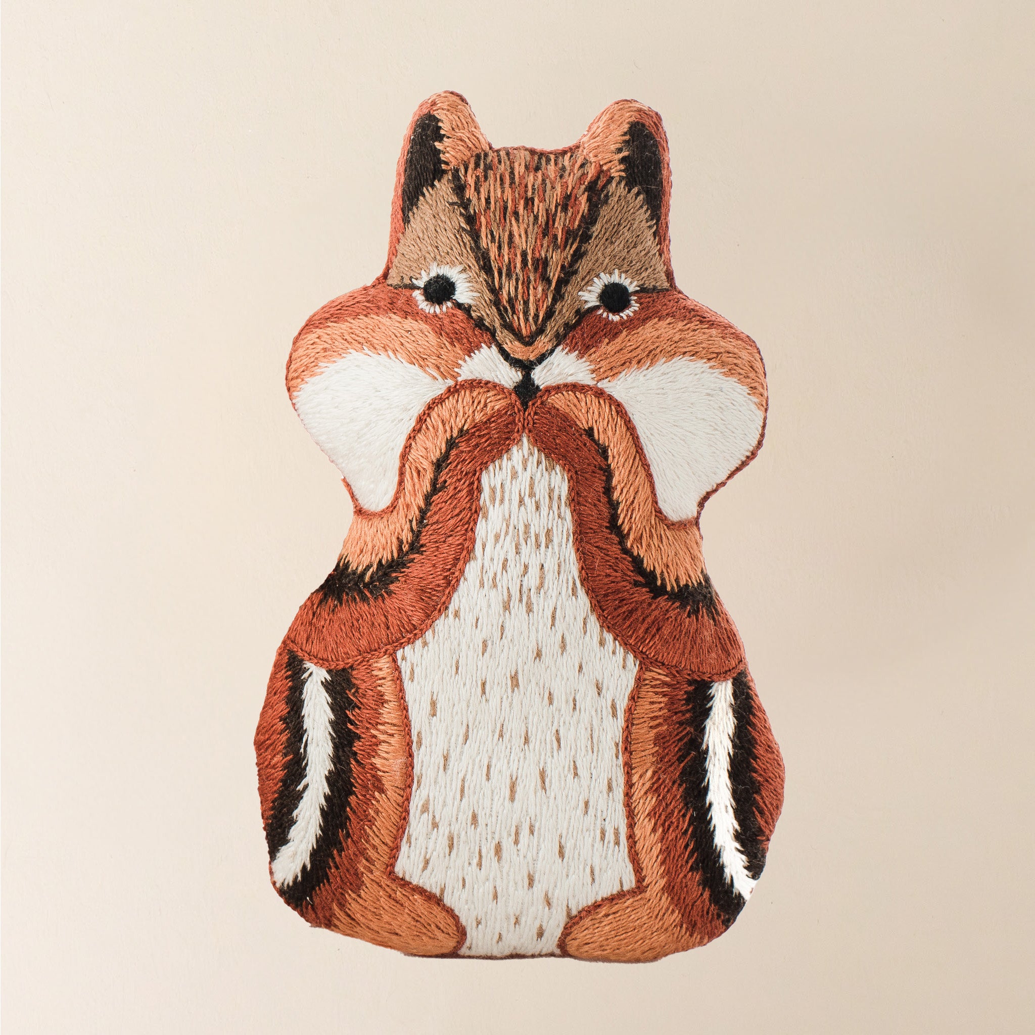 make-your-own-embroidered-animal-kit-chipmunk-in-browns-and-cream-finished-plushie