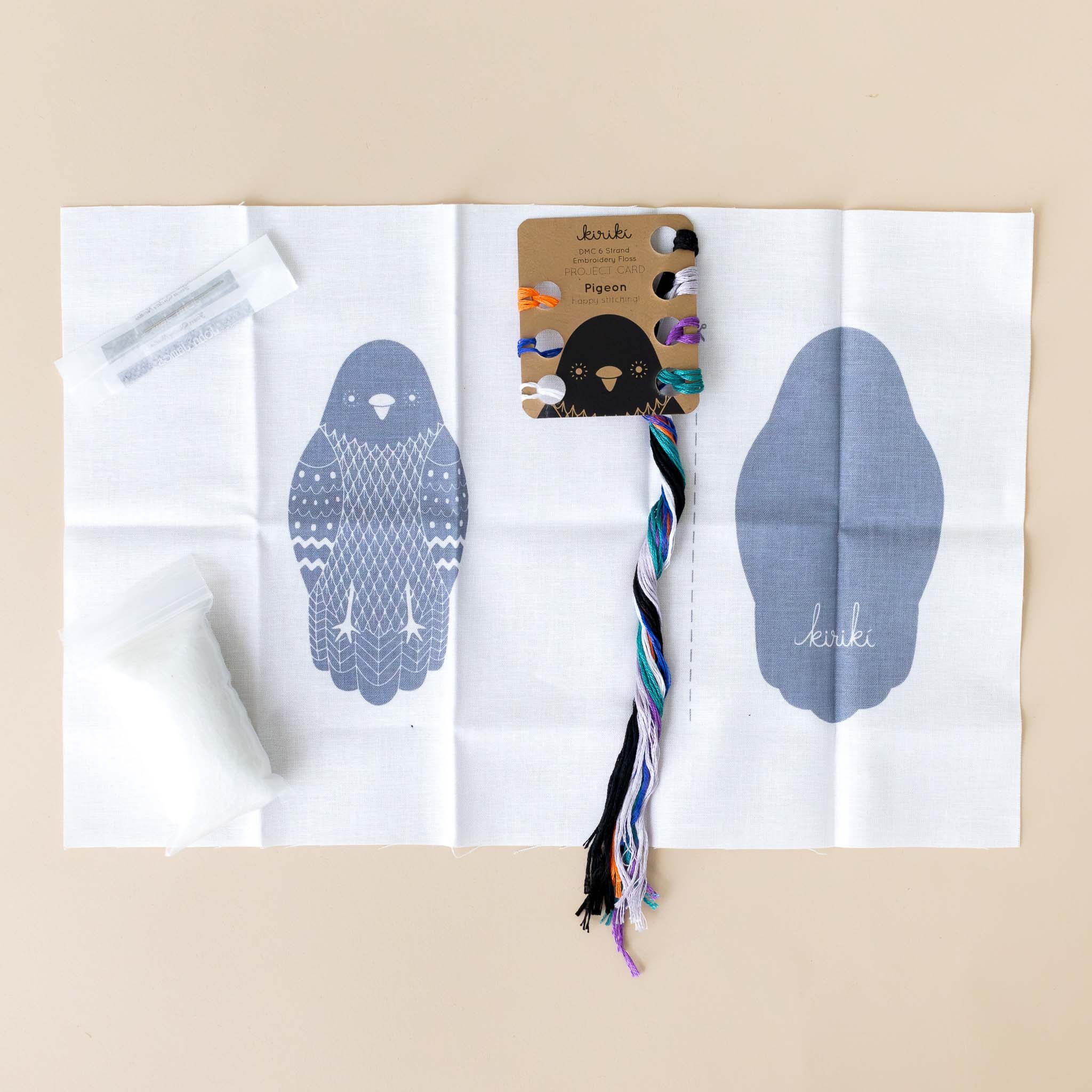 make-your-own-embroidered-animal-kit-pigeon-pattern-thread-needle-and-stuffing