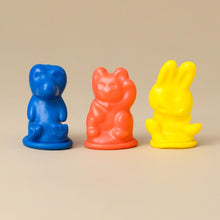 Load image into Gallery viewer, blue-crocodile-red-kitty-and-yellow-bunny-molds