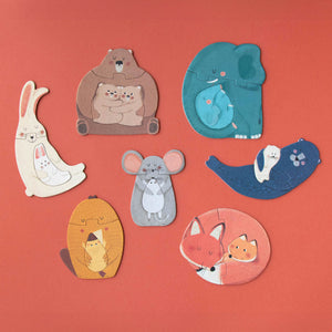otter-bunny-cubs-elephant-mouse-fox-chick-babies-and-parent-puzzles