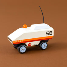 Load image into Gallery viewer, white-and-orange-red-striped-rover-with-antenna-and-orange-light