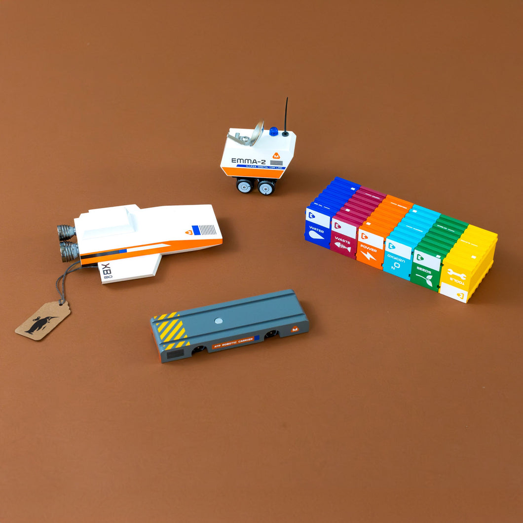 space-vehicle-with-satellite-rocket ship-and-colorful-cargo-containers-and-trailersmarge-vehicles-play-set-rogue-echoes