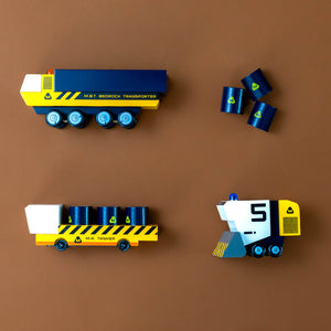 marge-vehicles-play-set-sector-9-yellow-and-black-wooden-trucks-and-cargo-containers