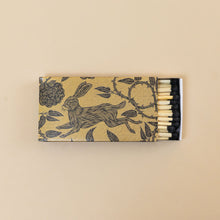 Load image into Gallery viewer, black-tipped-matches-in-black-and-gold-box-with-rabbit-print