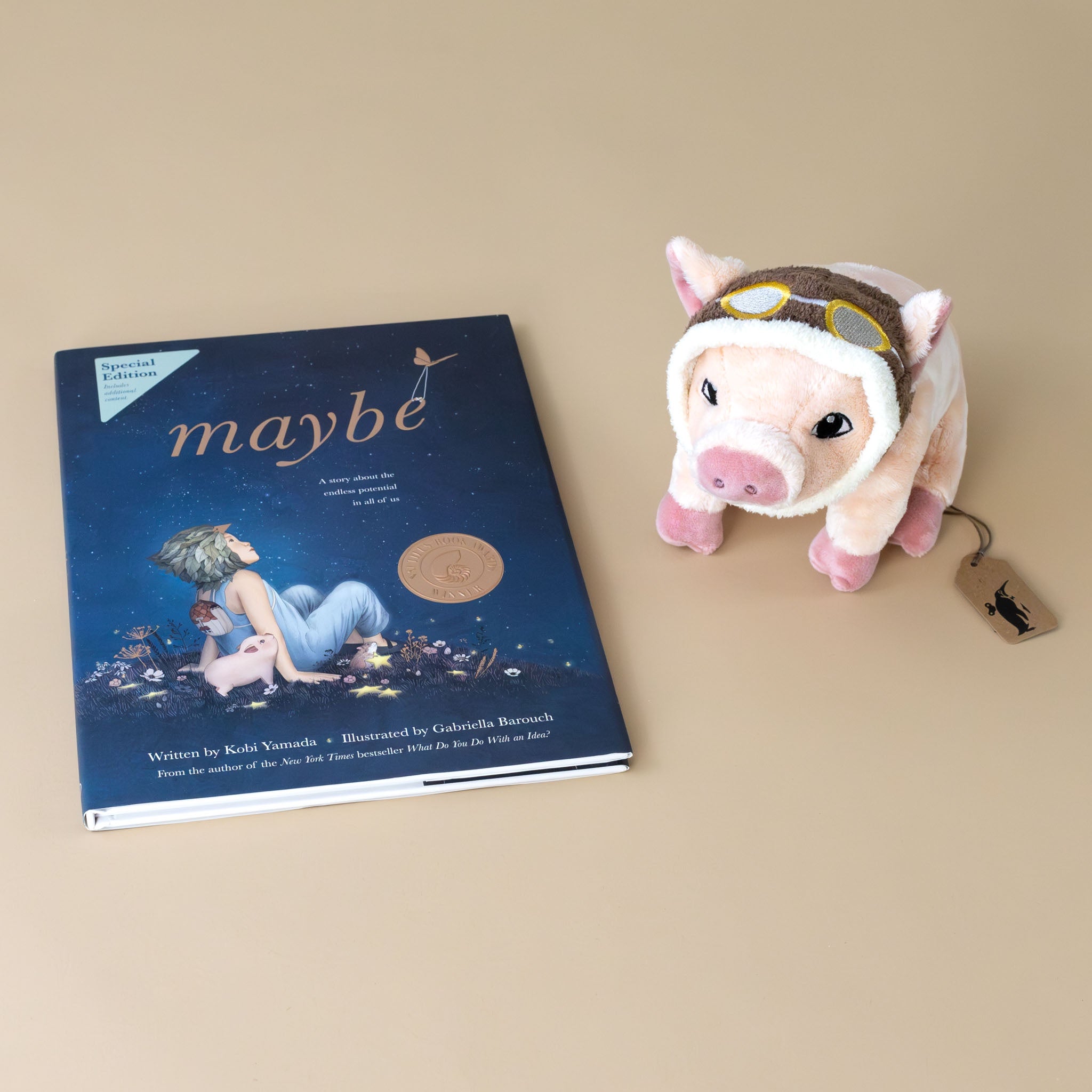 maybe-book-gift-set-stuffed-animal-pig-with-aviator-hat-and-book