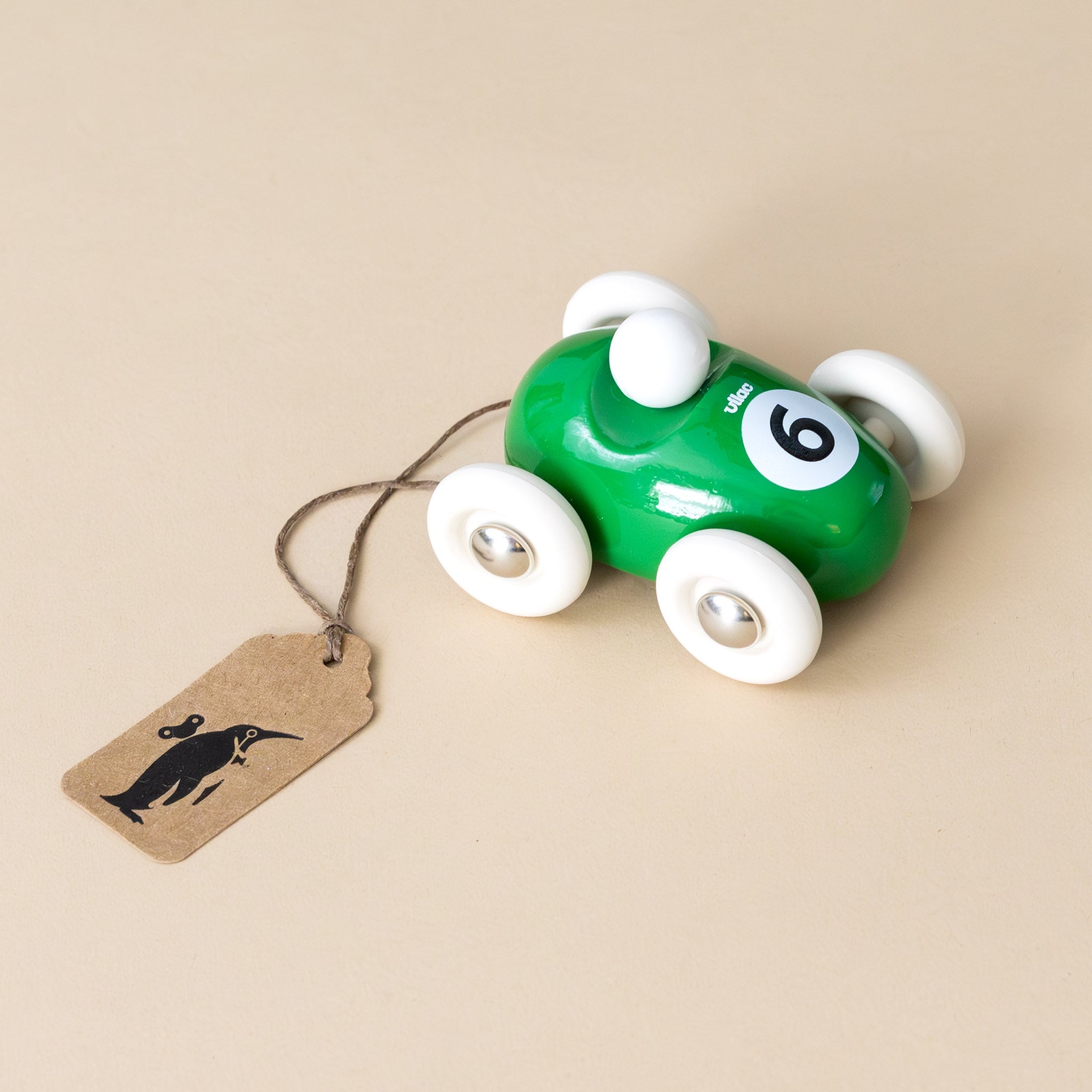 miniature-wooden-roadster-green-number-6-with-white-wheels