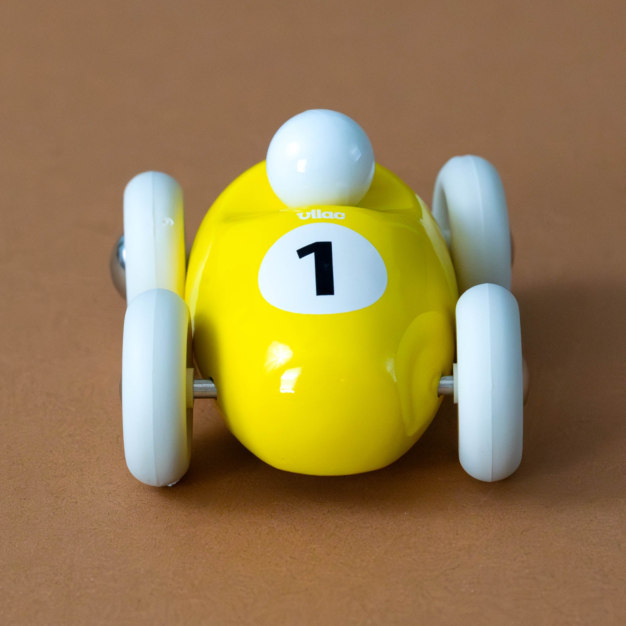 miniature-wooden-roadster-yellow-white-wheels-number-1-front