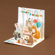 Load image into Gallery viewer, bear-fox-rabbit-mole-and-squirrel-join-the-party-with-balloons-garland-and-colorful-happy-birthday