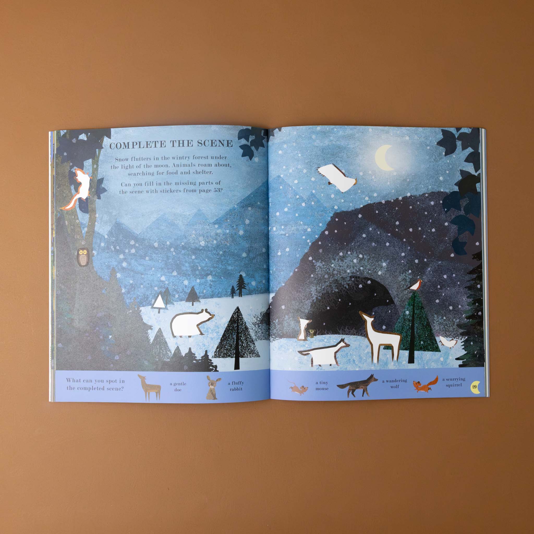moon-a-peek-through-activity-book-winter-illustration-with-moon-over-forest-scene-with-fox-deer-moose-owl-and-text-to-find-animals