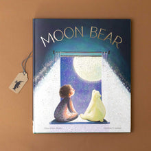 Load image into Gallery viewer, moon-bear-book-with-a-child-and-polar-bear-looking-at-the moon