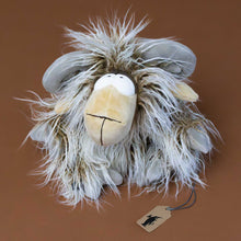 Load image into Gallery viewer, mufflon-muff-ram-stuffed-animal-with-long-fluffy-hair-and-big-horns