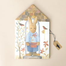 Load image into Gallery viewer, multi-layered-puzzle-rabbit-father-at-the-door-of-house-with-a-potted-plant