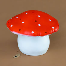 Load image into Gallery viewer, mushroom-lamp--large-white base-with-top-red-with-with-spots-and-openings-for-light