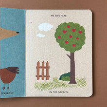 Load image into Gallery viewer, A page from My Little Garden Board Book by Katrin Wiehle showing an apple tree