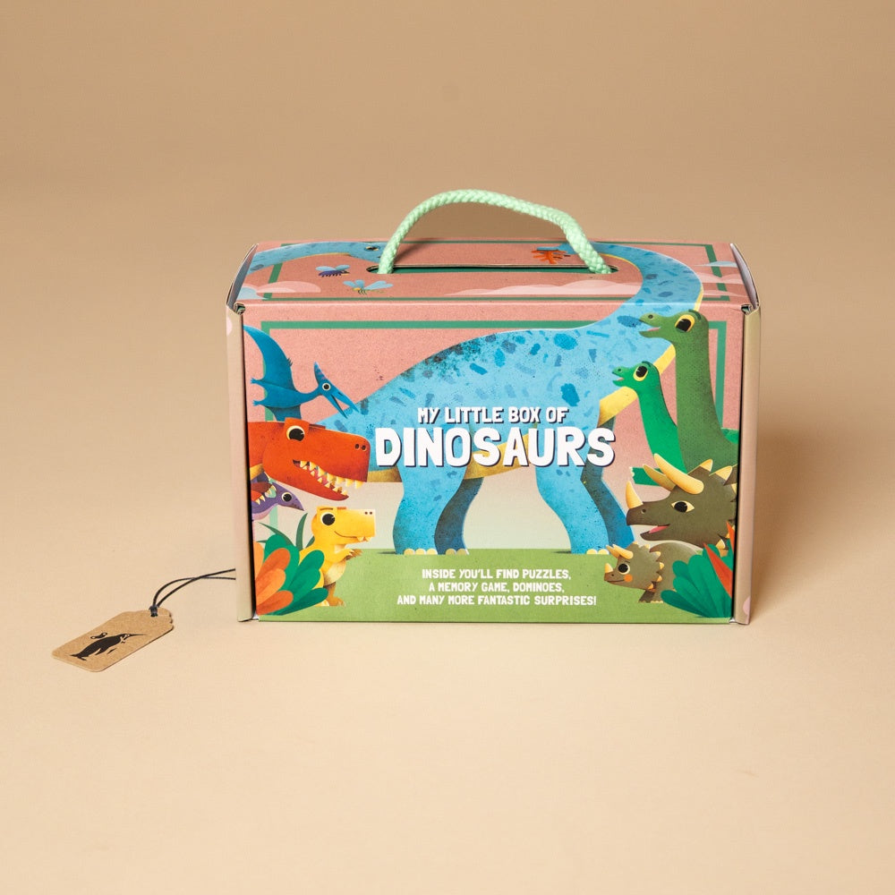 my-little-interactive-box-of-dinosaurs with dinosaur illustrations on a beige background