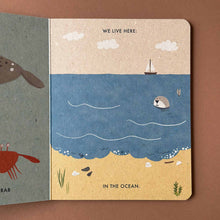 Load image into Gallery viewer, A page from My Little Ocean Board Book by Katrin Wiehle showing the beach