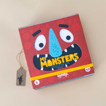 Load image into Gallery viewer, my-monsters-a-speedy-observation-game-red-box-with-big-eyes-and-blue-nose