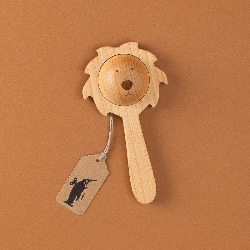 Natural Wooden Rattle | Lion