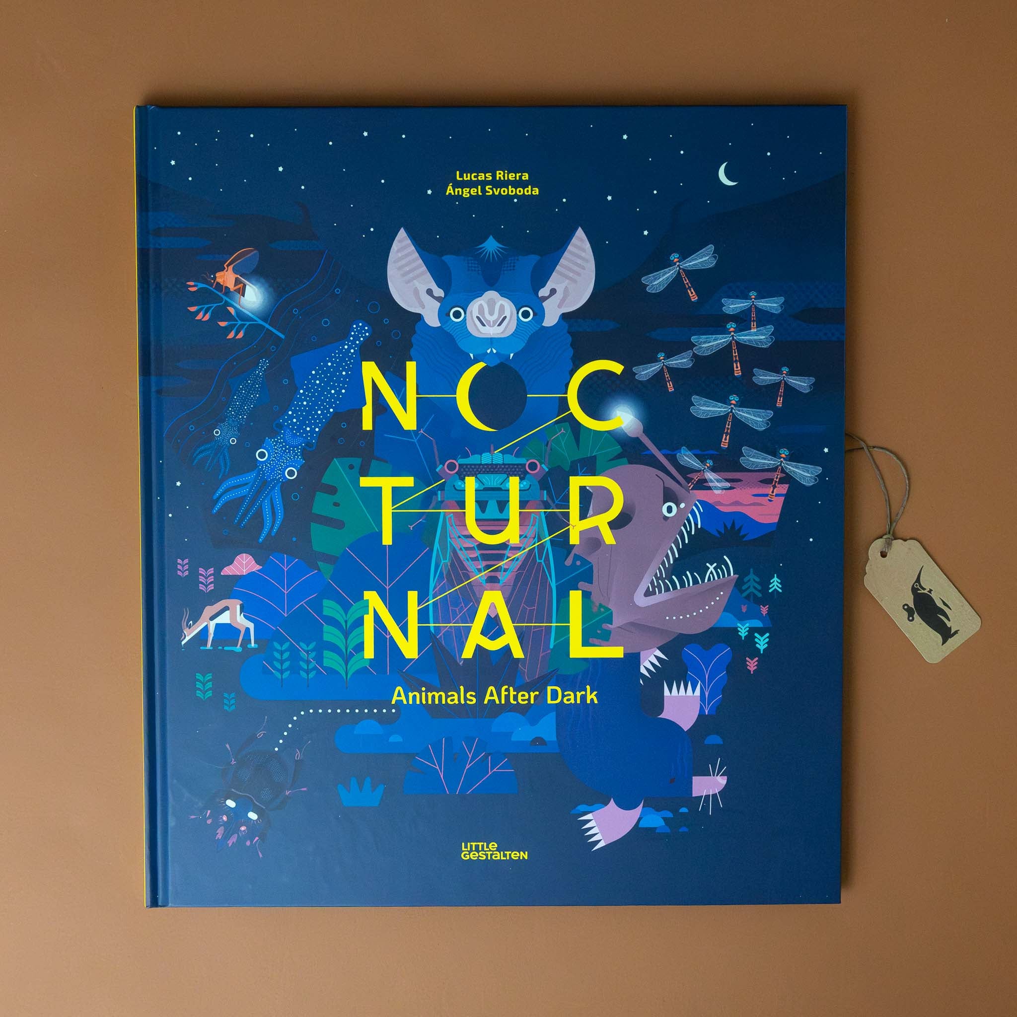 nocturnal-book-cover-with-night-star-filled-sky-and-insects-and-animals-that-are-nocturnal