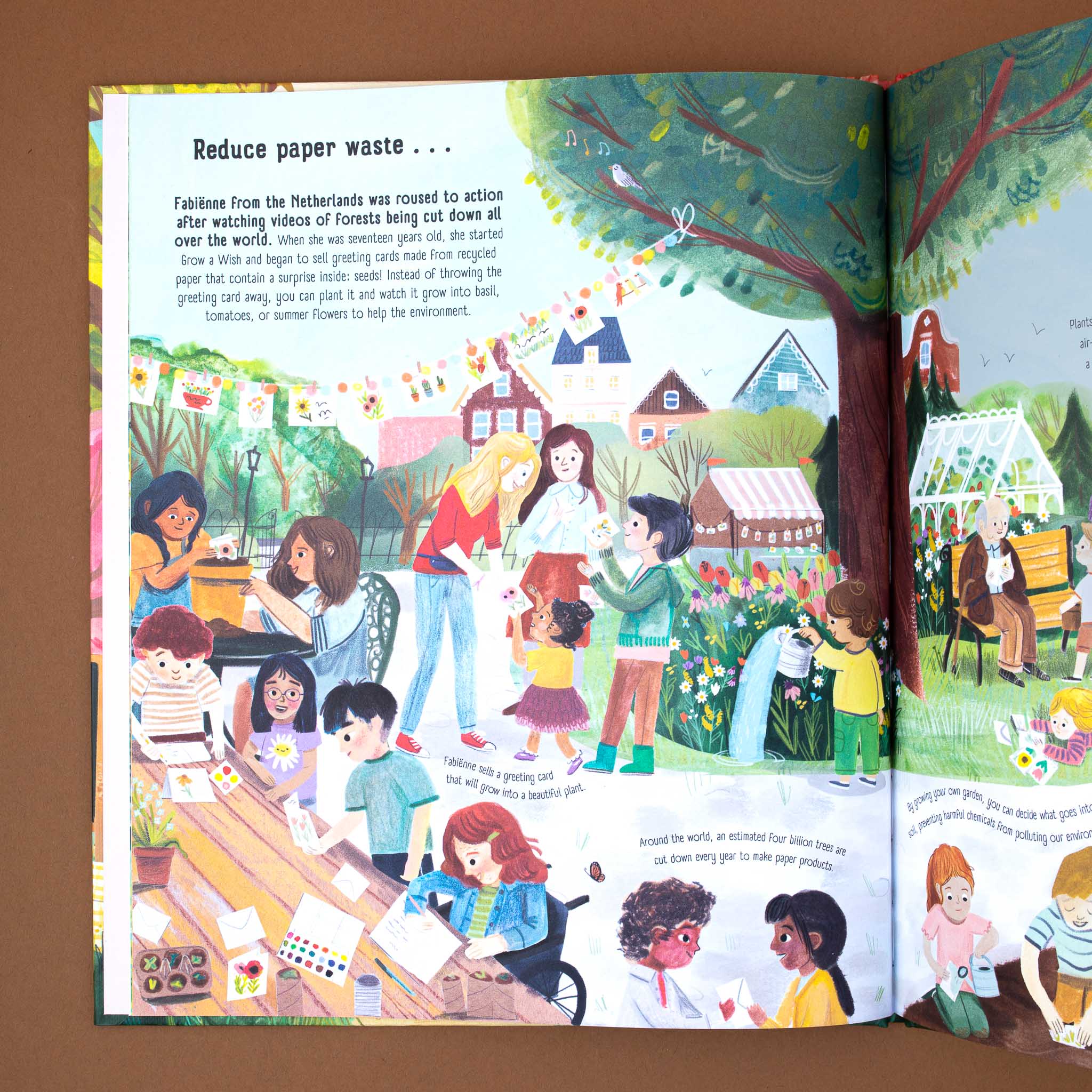 Reducing paper waste page from Old Enough to Make a Difference Book by Rebecca Hui and Anneli Bray