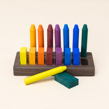 Load image into Gallery viewer,  Analyzing image    organic-beeswax-stick-crayon-set--8-colors---rainbow-with-wood-block-holder