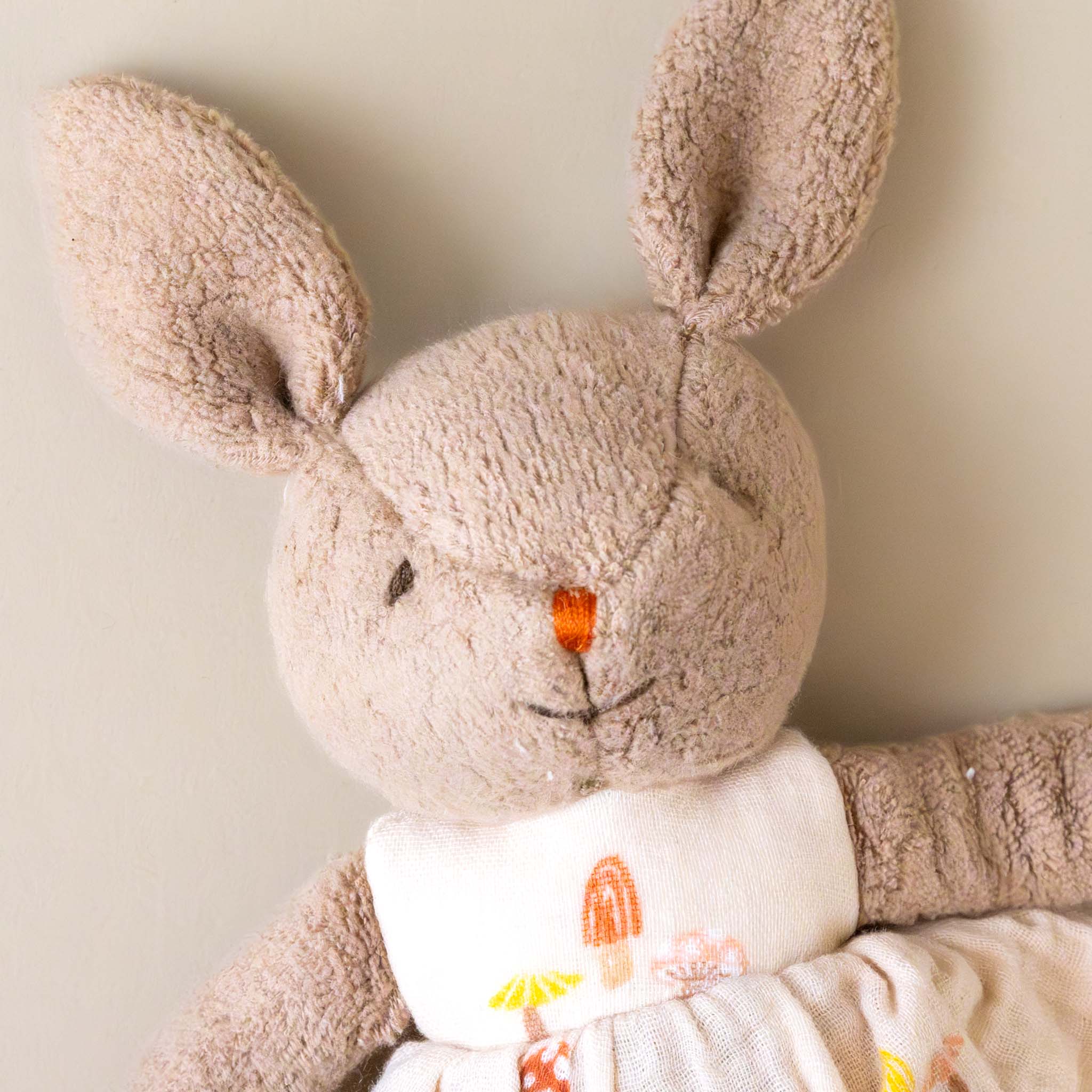 organic-cotton-tan-bunny-friend-blush-mushrooms-dress-stuffed-animal-embroidered-eyes-nose-face-mouth