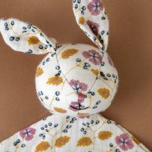 Load image into Gallery viewer, organic-cotton-bunny-lovie-rose-ochre-floral-embroidered-eyes-nose-mouth