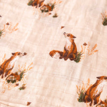 Load image into Gallery viewer, organic-cotton-burpie-set-floral-fox-print-on-blush-pink