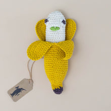 Load image into Gallery viewer, organic-cotton-crocheted-yellow-banana-rattle