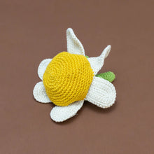 Load image into Gallery viewer, organic-cotton-crocheted-white-flower-with-yellow-center
