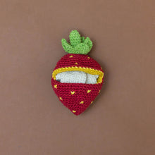 Load image into Gallery viewer, organic-cotton-crocheted-flower-tucked-inside-strawberry