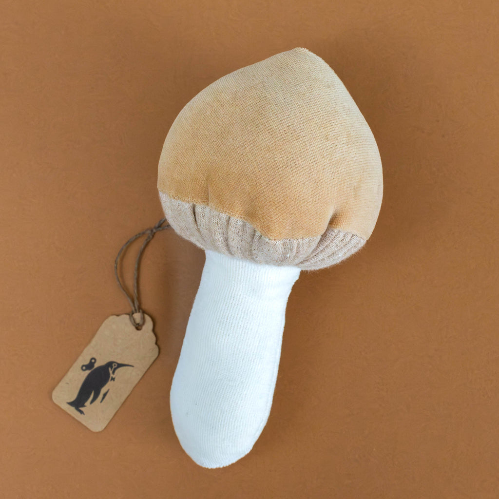 Organic Cotton Mushroom Rattle | Beige & White