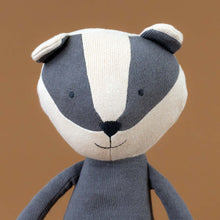 Load image into Gallery viewer, organic-knit-woodland-pal-benny-badger-yellow-shorts-stuffed-animal