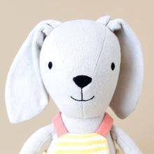 Load image into Gallery viewer, organic-knit-woodland-pal-buddy-bunny-with-sunshine--stripes-embroidered-nose-eyes-mouth