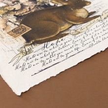 Load image into Gallery viewer, deckle-elde-with-script-detail-and-overlay-of-stamps-and-postmarks