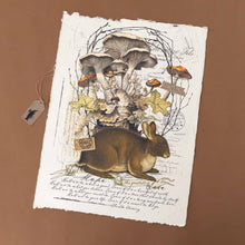 Load image into Gallery viewer, paper-print-faith-hope-and-the-greatest-is-love-quote-with-hare-mushrooms-leaves-and-frame-of-twigs-along-with-script-underlyning