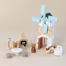 Load image into Gallery viewer, penny-windmill-play-set-with-3-mice-an-outdoor-pizza-oven-table-lamp-chairs