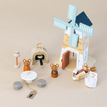 Load image into Gallery viewer, penny-windmill-play-set-with-3-mice-an-outdoor-pizza-oven-table-lamp-chairs