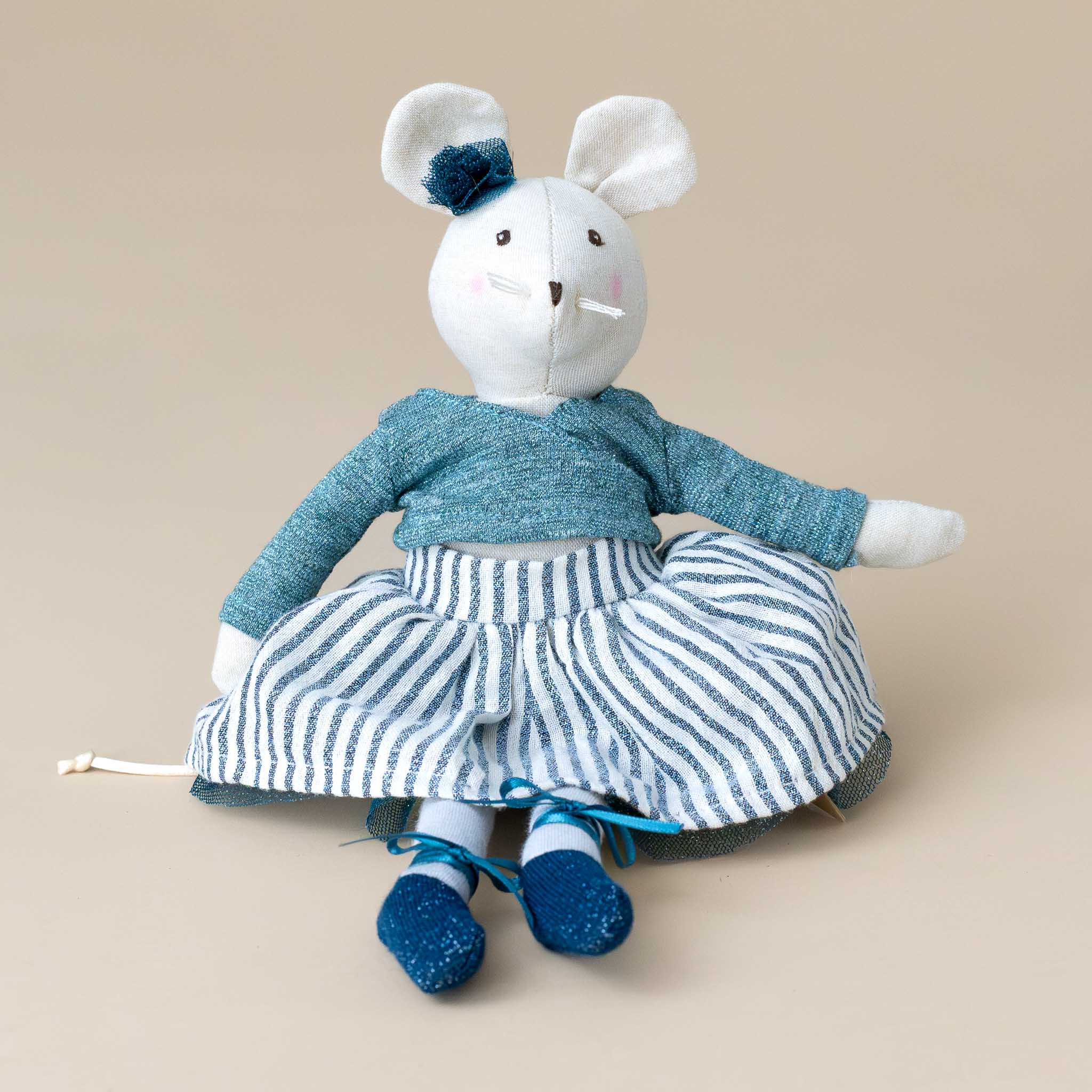 petite-dance-white-mouse-charlotte-with-blue-dress-shoes-and-bow-with-white-rope-tail-whiskers-embroidered-eyes-and-pink-cheeks