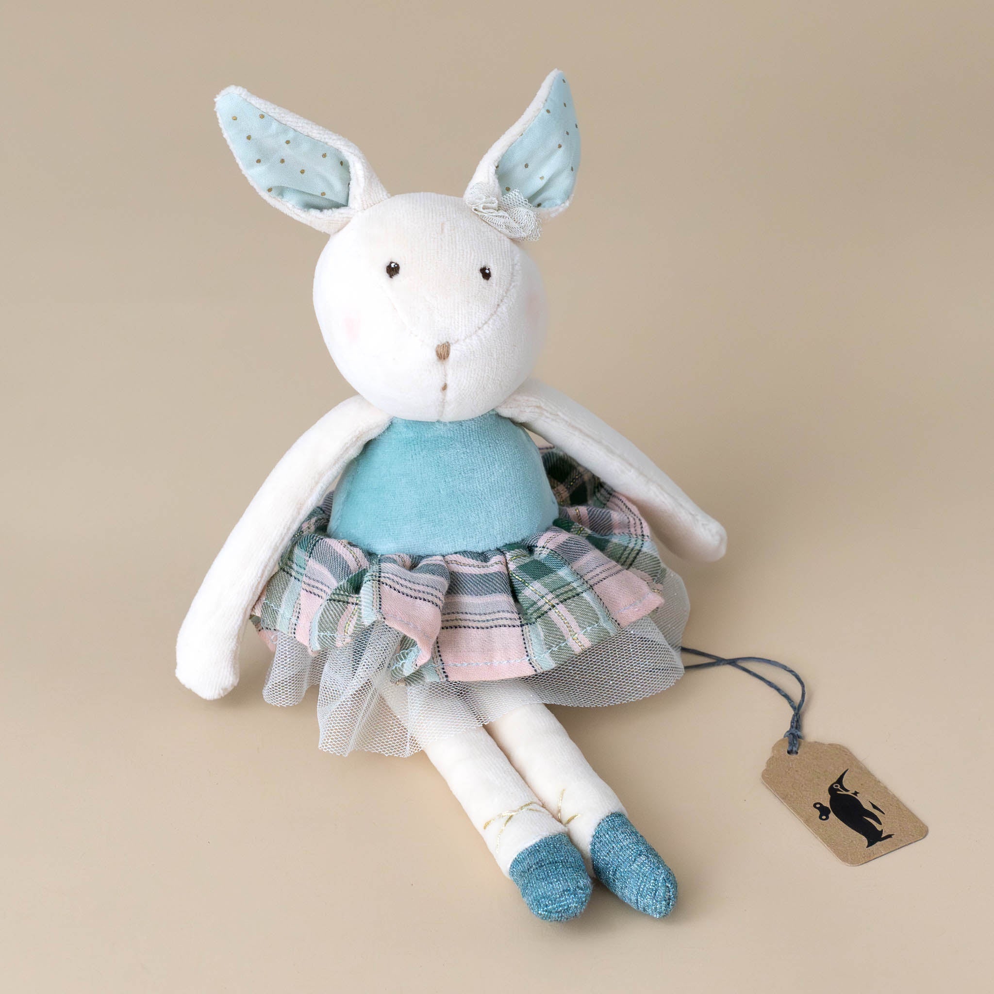 petite-dance-rabbit-bleu-velvet-leotard-checked-skirt-with-tulle-and-blue-shoes